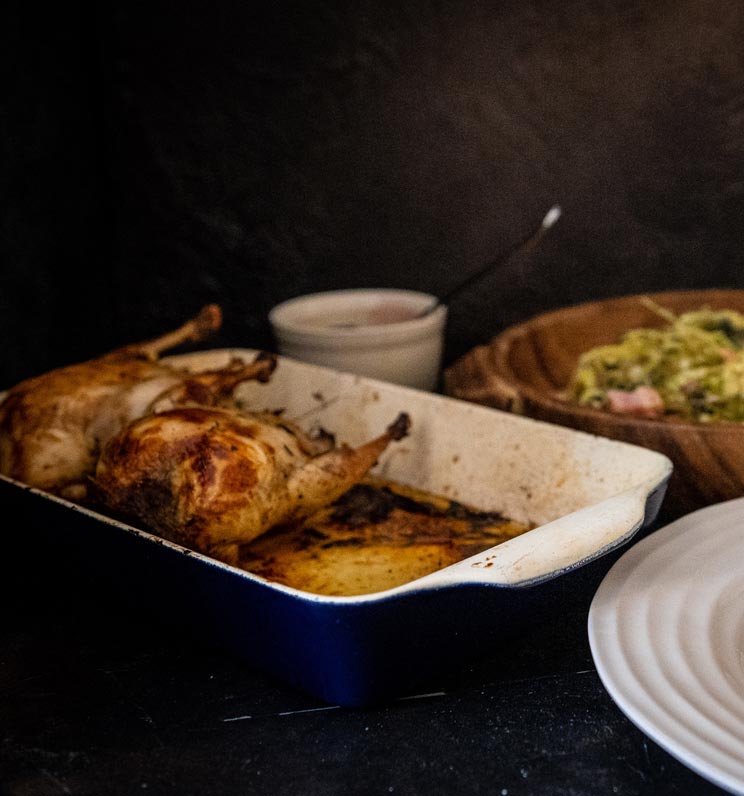 Kenny Tutt's Roast Partridge with Creamy Smoked Bacon Cabbage